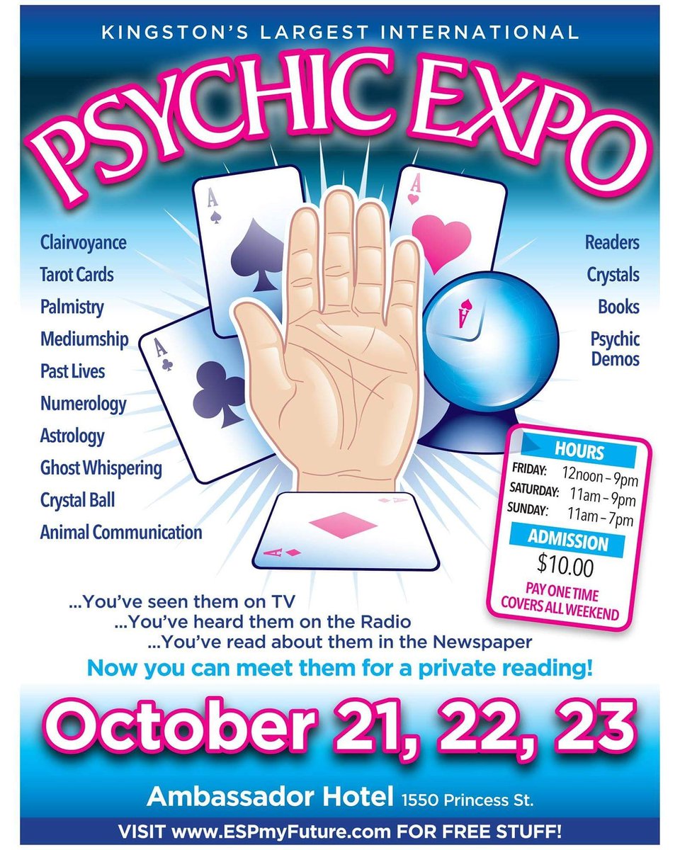 CharlotteSzivak's tweet photo. Discover your future this weekend! @PsychicExpos @983FLYFM @ambassador_ygk โ๐ฎโ #espmyfuture https://t.co/KFwXJZ9usz