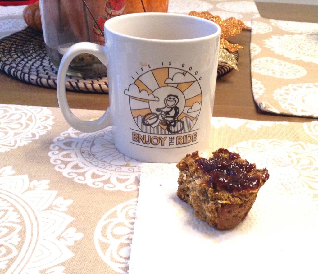 runningkween's tweet image. Started my #HappyFriday with homemade pumpkin/zucchini muffins with fig butter and coffee with a side of optimism #enjoytheride @Lifeisgood