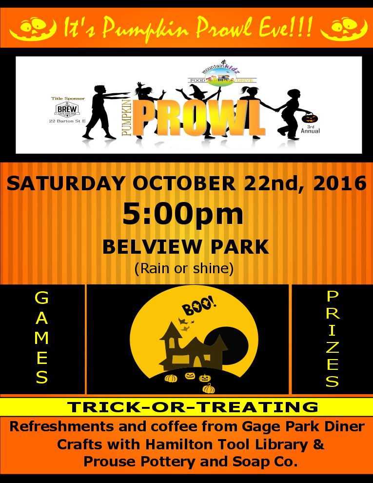 PumpkinProwl's tweet image. Tomorrow's the day #HamOnt! See you tomorrow in costume at Belview Park! Please bring non-perishable food donations for @Mountain_Kidz
