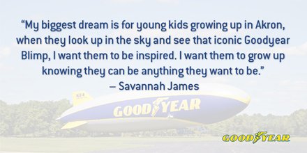 goodyear's tweet image. Inspiring words from #AkronBorn Savannah James at tonight’s Christening of the newest @GoodyearBlimp #WelcomeWingfoot2
