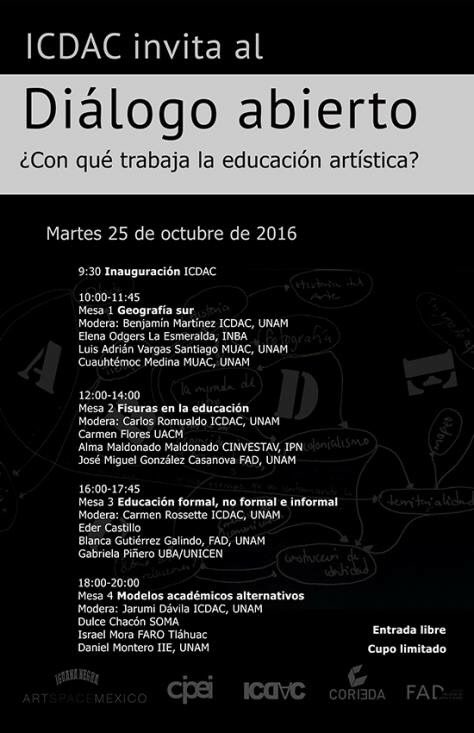 UNAMFAD's tweet photo. Los invitamos al Diálogo Abierto ¿Con qué trabaja la educación artística? organizado por la #CORIEDA #FAD​UNAM ¡No te lo pierdas! https://t.co/5lV2nJMLxU