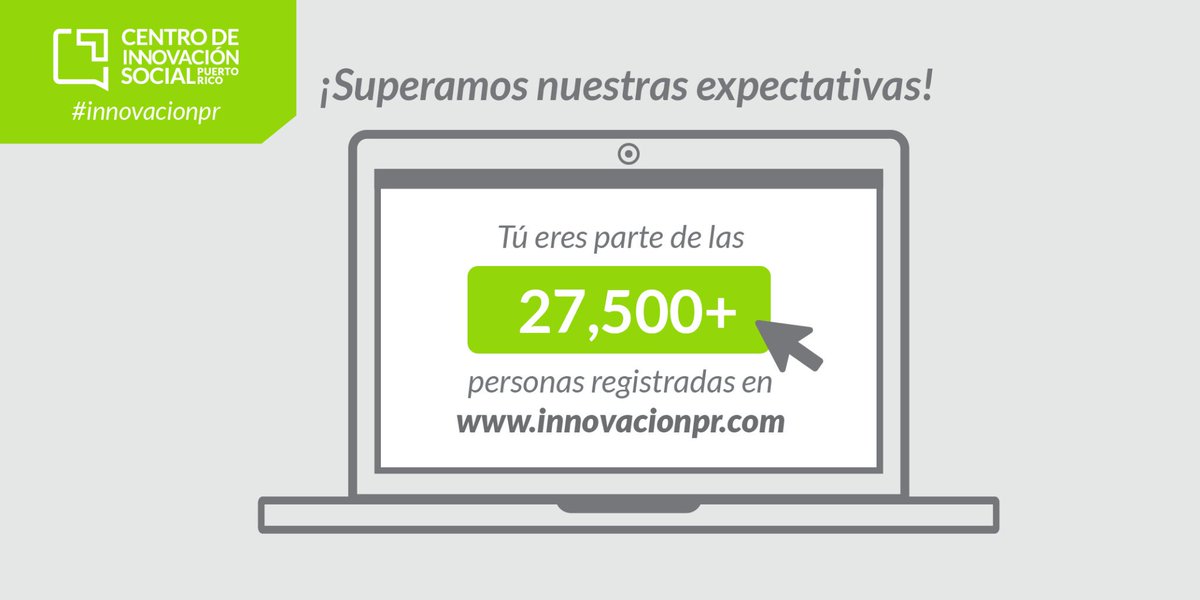 En poco menos de 6 meses hemos superado las expectativas. Riega la voz para que mas se sumen al Centro de Innovación Social. #innovacionpr