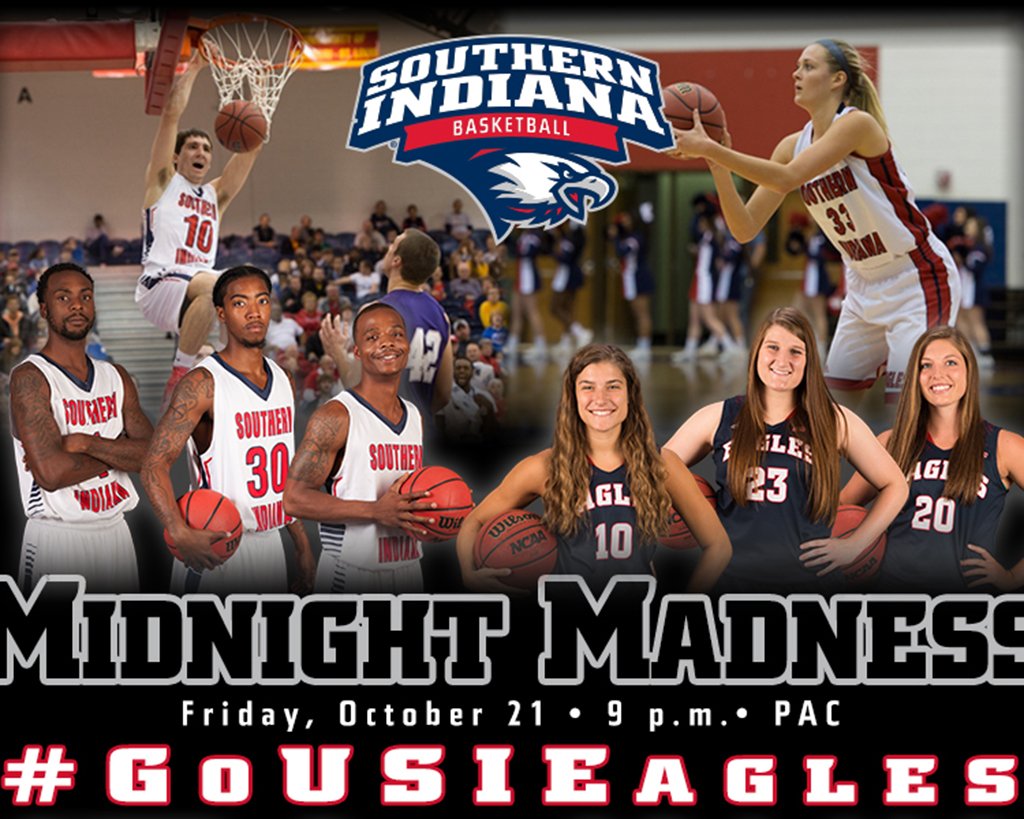 USIedu's tweet image. TONIGHT is Midnight Madness! buff.ly/2erlGl1 - the tip-off for the 2016-17 season starts at 9 p.m. in the PAC #GoUSIEagles