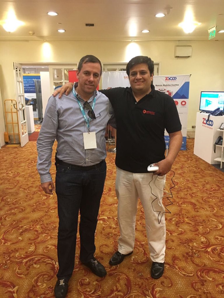 CGTSCorp's tweet photo. Dos excelentes profesionales de la #Informática. Nuestro CEO @dedanielu junto a @elandivar fundador de @elastix #ElastixWorld 🇦🇷 #Vzla #Ecua https://t.co/aUSarf0iP4