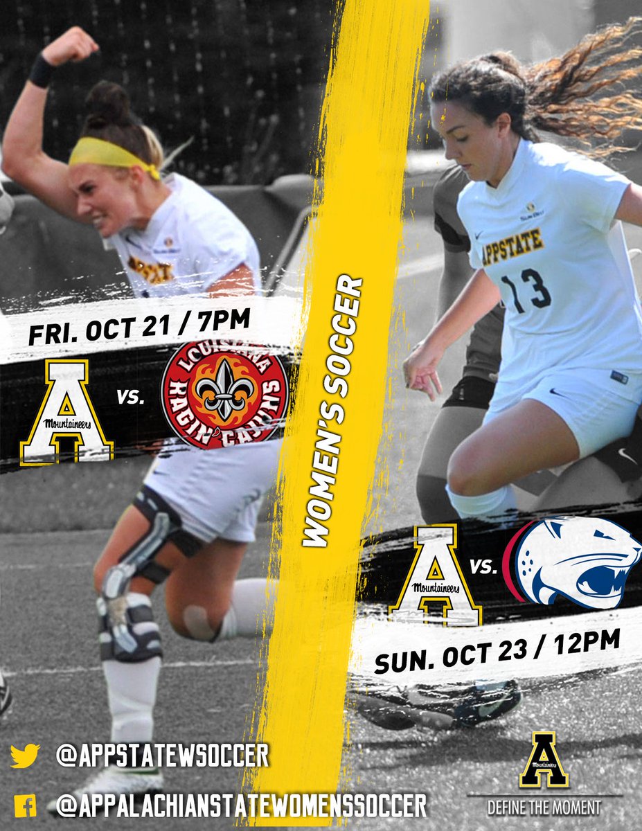 appstpromo's tweet photo. Start your @App_Homecoming off right. Your @appstatewsoccer host ULL tonight at Ted Mack, first kick 7pm! #DefinetheMoment https://t.co/xrUU0lZMHB