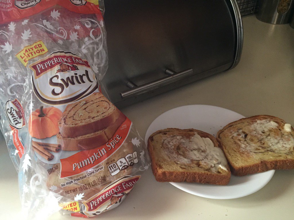 mmmsnooky's tweet photo. Pepper ridge Farm Pimkin Spice bread is the bomb.   #pumpkin  #autumn https://t.co/HpM6E9FoDD