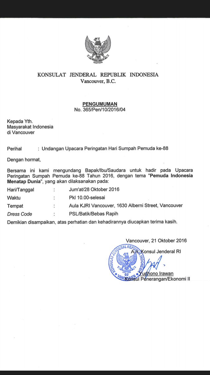 Kjri Vancouver On Twitter Undangan Upacara Peringatan Hari
