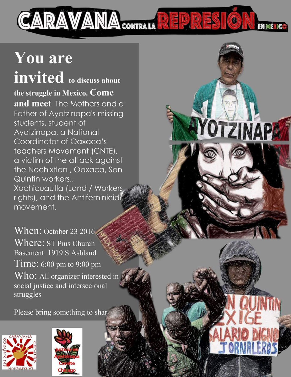 Yosoy132Chitown's tweet image. Las actividades de #Caravanavsrepresión en Waukegan &amp;amp; Chicago 
23 al 25 octubre 
#stopplanmerida