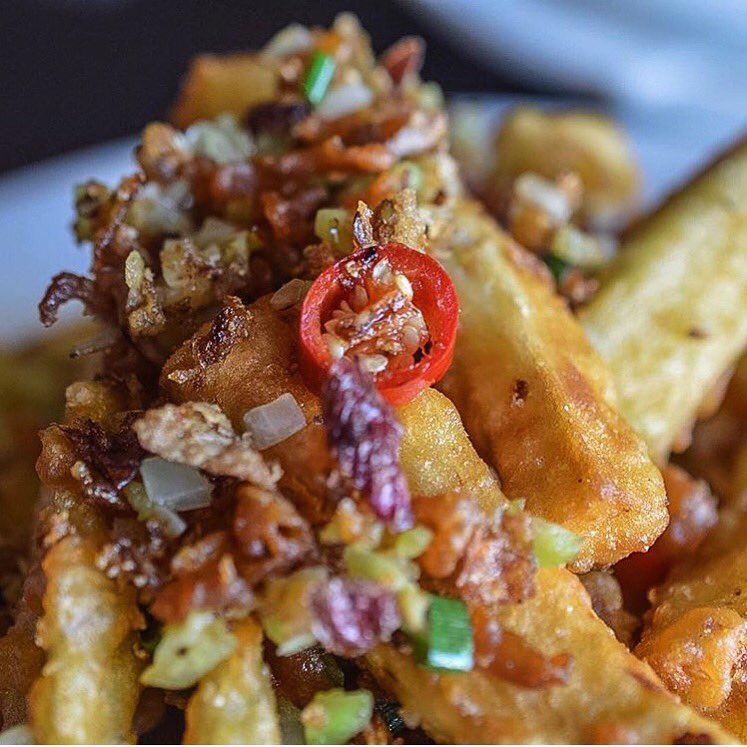 Our love affair with fried eggplant chips continues. #Canberra