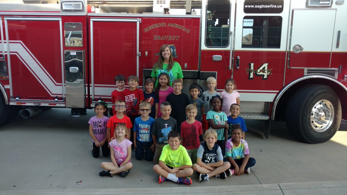 Mrs_Broughton's tweet photo. Fun time learning about fire safety this week! A big thank you to the Saginaw Fire Department https://t.co/aDz9qKC4js
