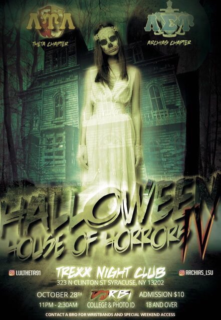 cuse_lambdas's tweet image. WRISTBANDS ARE NOW ON SALE for Halloween House of Horrors (HHH) First 100 are $10. Get Yours Before They Run Out‼️. DM For Further Info