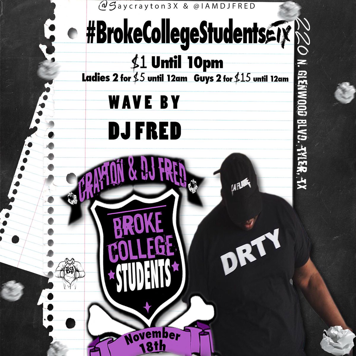 IamDJFred's tweet photo. Come catch the #SGDFWave #BrokeCollegeStudentsETX https://t.co/WwAyf2nyBM
