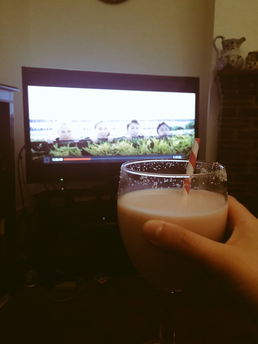 Now THIS is living. @RyanAPage made me a cocktail-style strawberry milkshake and put on #AngusThongs because he's the real deal.