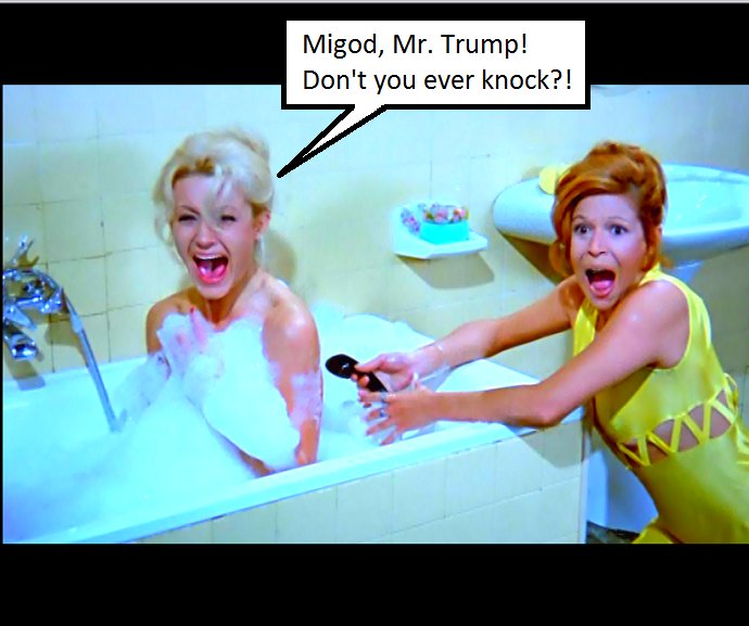 RancidRandy1's tweet photo. Trump 'accidentally' walks in on servant #bath #voyeur #Trump #HilaryClinton #Election2016 #StripperChangeRoom #naked #horror #women #news https://t.co/rqSVKC182w