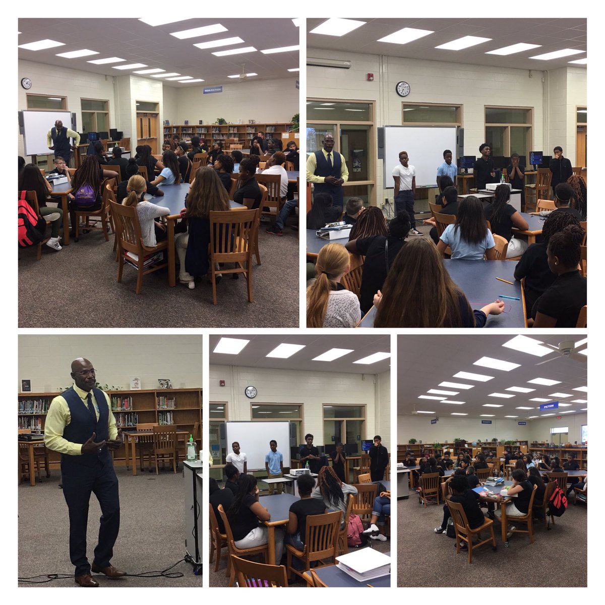 WellcomeMiddle's tweet photo. Mr. Stafford Daniels speaking to our @AVID4College students about life, education, and scholarships! #AVID2016 #wildcats #college #career https://t.co/YfxkTUKs5z