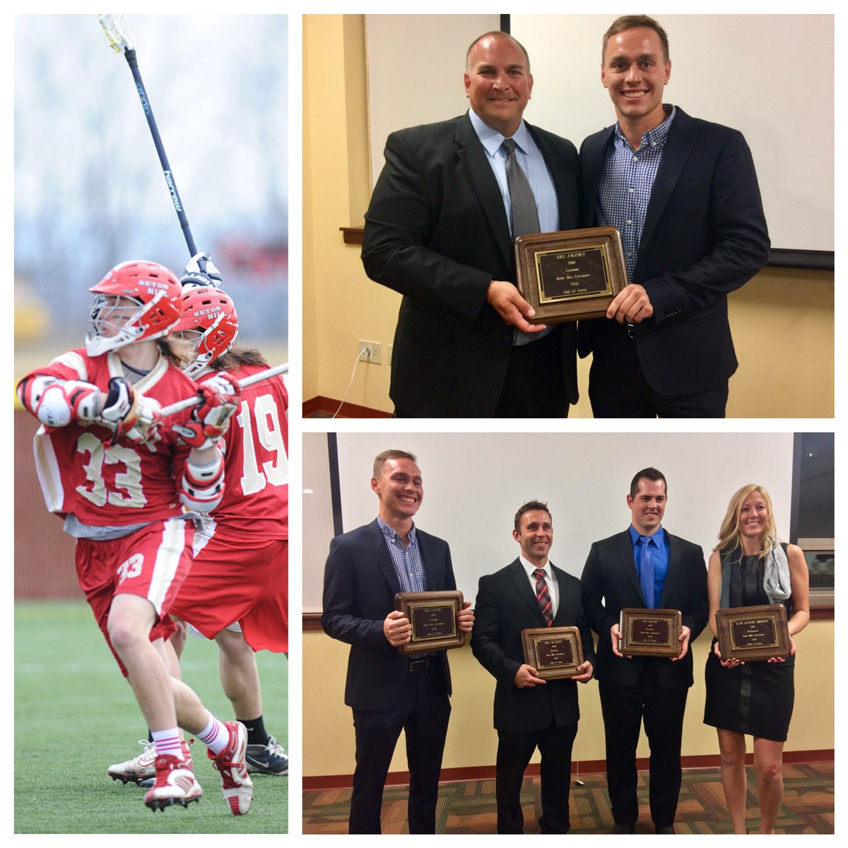 SetonHillLax's tweet photo. Terrific event celebrating the 4 new members of the @GriffinsSports Hall of Fame. Special shout out to our own Joel Zalesky '10 on his honor https://t.co/A8VBmALqc7
