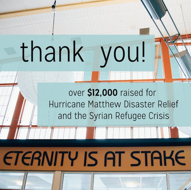 FoursquareNWD's tweet photo. Together at #nwd16 we collected over $12,000 for disaster relief (hurricane Matthew &a Syrian refugees). Thank you for your generosity! https://t.co/8VjAUnh0BT