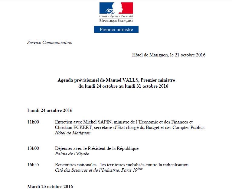 Gouvernement On Twitter L Agenda Du Premier Ministre Manuelvalls Du Lundi 24 Au Lundi 31 Octobre Est En Ligne Gt Gt Https T Co Knowdkl8np Agendapm Https T Co 8j4fq1xn1p Twitter