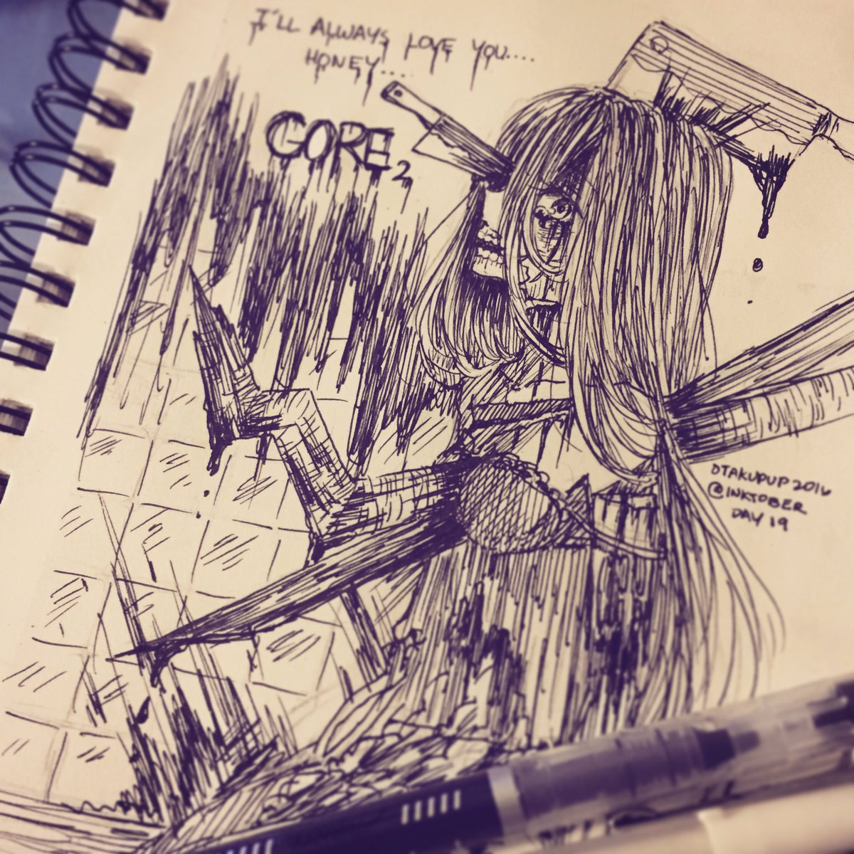 Inktober Day 19! Gore 2 ❤️ #otachie_wastesink 