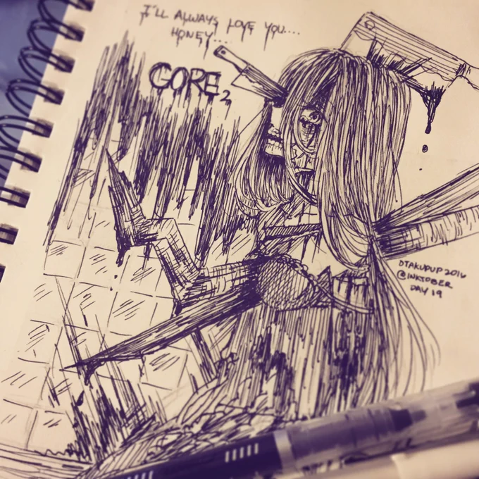 Inktober Day 19! Gore 2 ❤️ #otachie_wastesink 