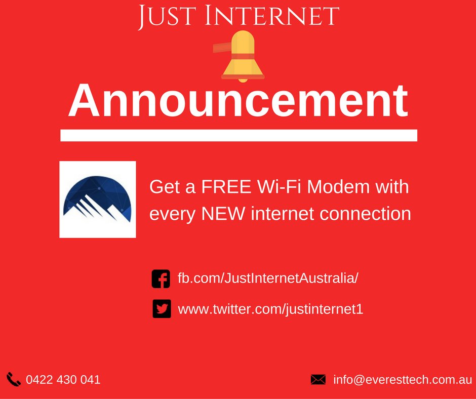 justinternet1's tweet photo. "Just Internet" is here with you in every step of your life that provides the fastest unlimited internet service in all states of Australia. https://t.co/H7yoZusK5R