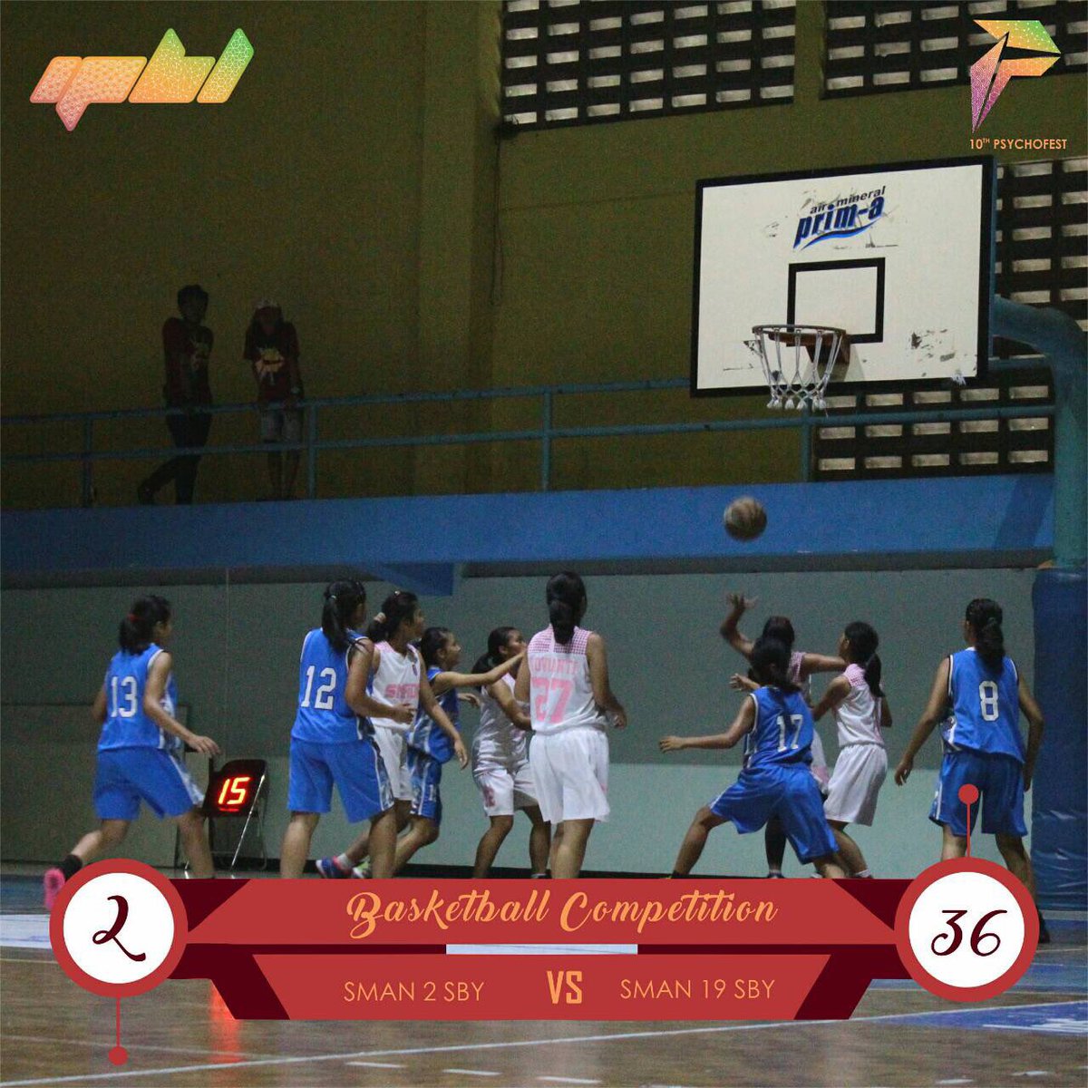 PsychofestUNAIR's tweet photo. [BASKET] Wah selamat untuk SMAN 19 SBY atas kemenangannya melawan SMAN 2 SBY dengan skor 36-2! https://t.co/E8RE4sRSbG