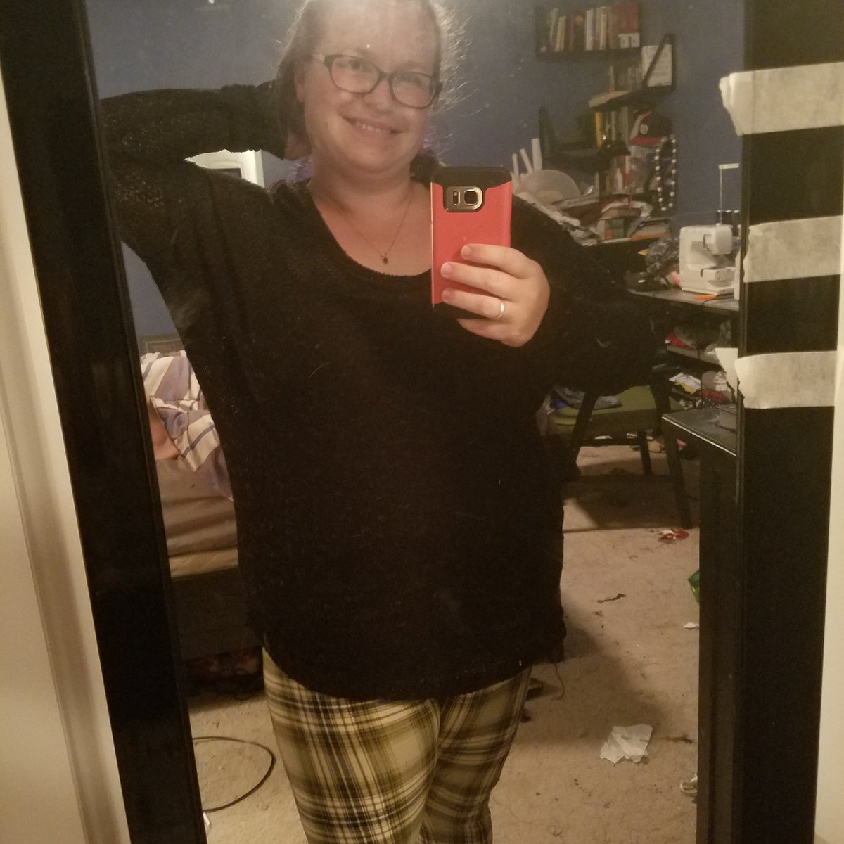stacykobe's tweet photo. PSD sized down about 3 sizes from what I normally wear because this sweater knit stretched and multiplied in a huge way! #P4PSewWinBuild https://t.co/2mxiQfZJnx