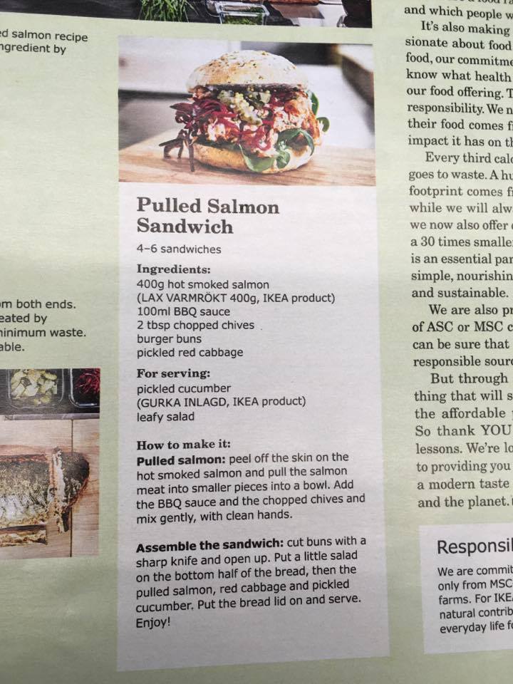 MichaelIaCour's tweet photo. Planning dinner? Why not try the #PulledSalmon Sandwich from the #IKEA Catalogue recipe, with #ASC certified salmon, you find it at IKEA. https://t.co/NpYp9arOpv