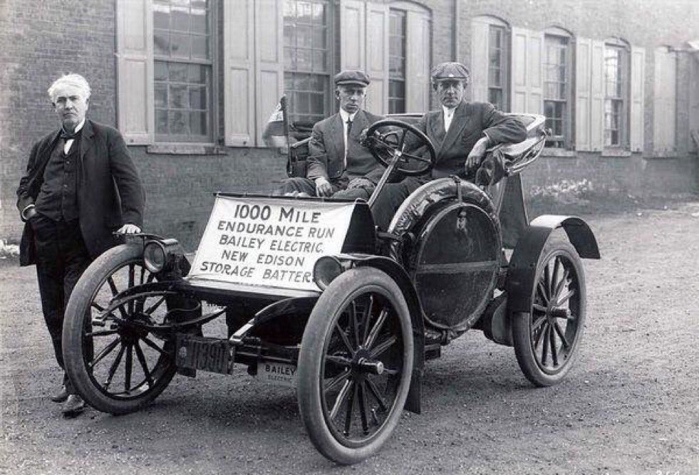 Thomas Edison with his electric car, 1910