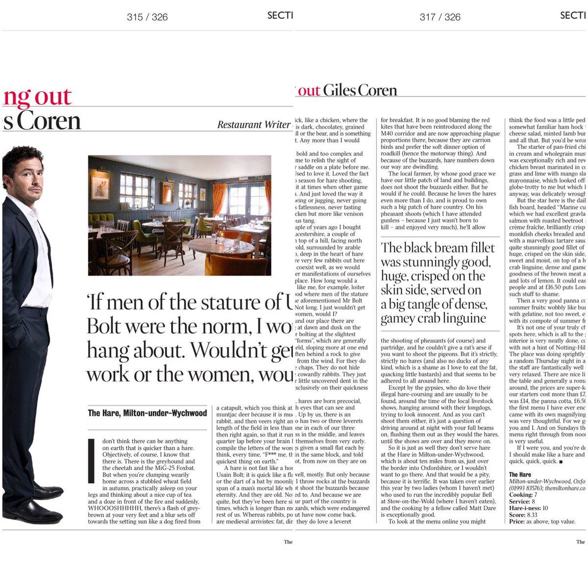 Arghh <a href="/gilescoren/">Giles Coren</a> has found our favourite Cotswolds pub <a href="/themiltonhare/">The Milton Hare</a> ... booking a few tables up now!