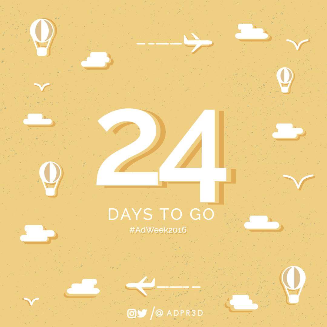 adpr3D's tweet photo. Kick the tires and light the fires and it's off into the wild blue yonder! 

24 DAYS TO GO! ✈

#AdWeek2016  #SkyofCreativity https://t.co/7zd7vKi4Ss