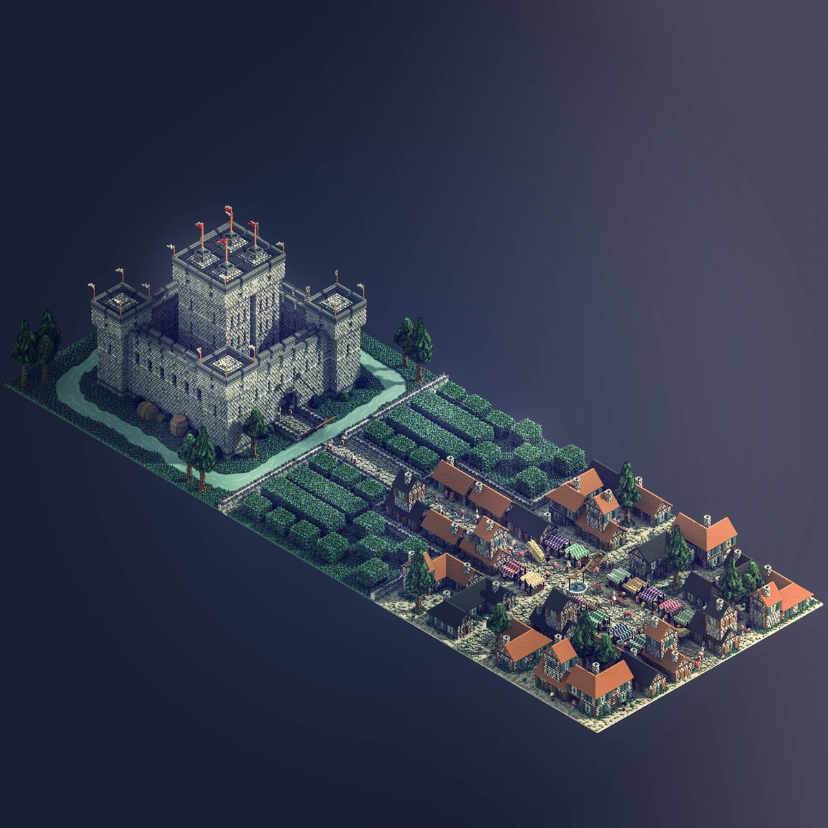 Sir_carma's tweet image. Biggest scene that I did so far! (commission for a not yet announced game) HD here: behance.net/gallery/442133… #MagicaVoxel #gamedev