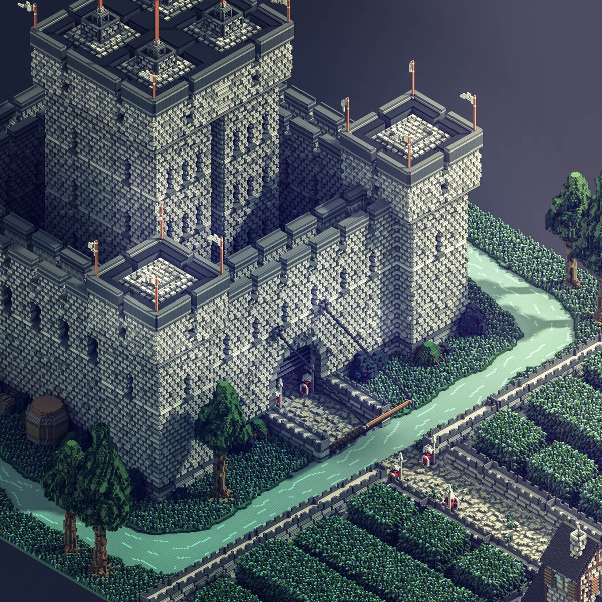 Sir_carma's tweet image. Biggest scene that I did so far! (commission for a not yet announced game) HD here: behance.net/gallery/442133… #MagicaVoxel #gamedev