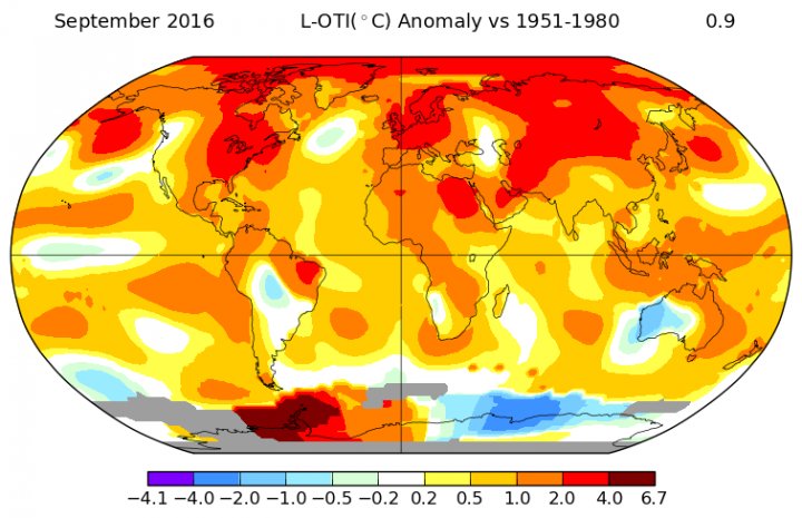 ClimateReality's tweet image. Last month, we had another record-warm month. (And for how many months have we posted this tweet?) bit.ly/2ePfl7j #EarthToMarrakech