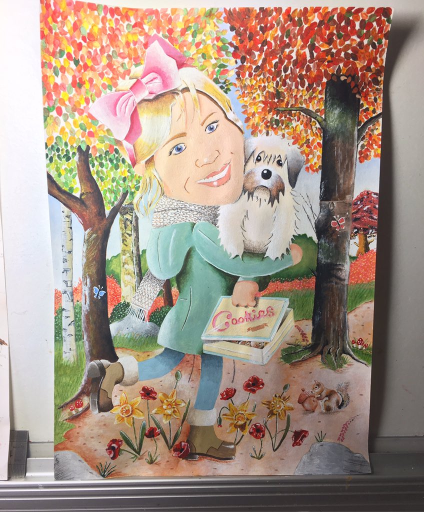 AlexGoodlass's tweet photo. Latest illustration for Catie Lind. #illustration  #cartoon #autumn #charicature #painting https://t.co/HIHj7XcyxM