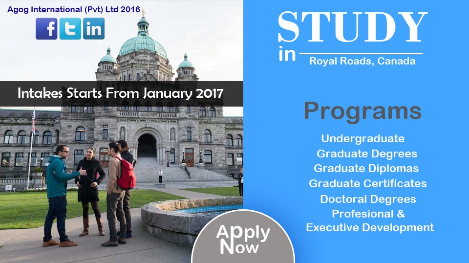 AgogIntl's tweet photo. #StudyAbroad #StudyInCanada #RoyalRoadsUniversity #ApplyNow #NOCONSULTATIONFEE #BestConsultantsInTown #ContactUs #AgogIntl
@AnahittaAMian https://t.co/ZYyR1rbexi