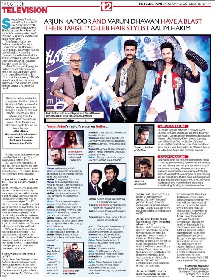 Team_Arjun's tweet photo. [SCAN] Full Interview: Arjun kapoor and Varun dhawan had a blast at the launch of #StyleInc @AalimHakim https://t.co/htT5Wg5Y3t