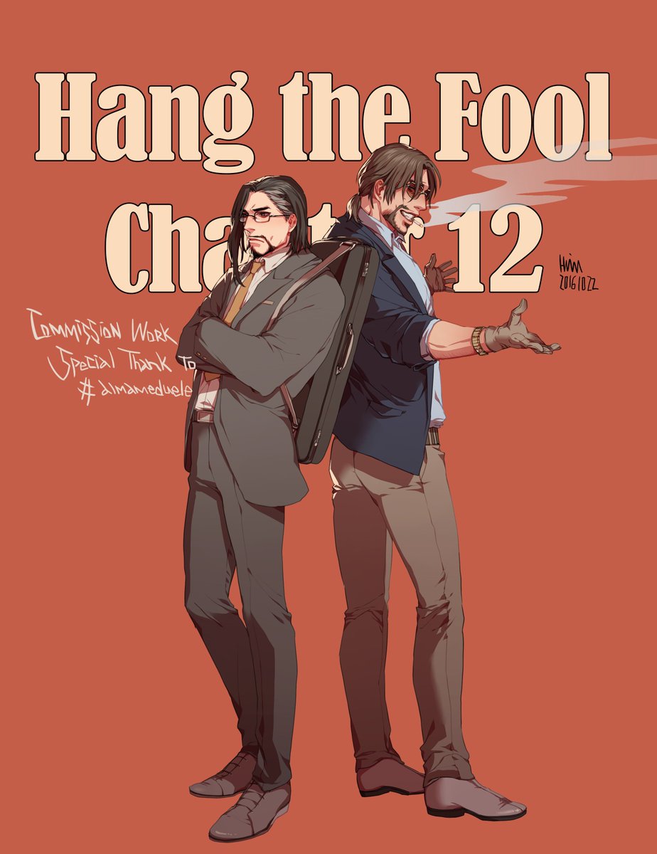 슈라님 커미션 완료했습니다.
행더풀 챕터12의 mr.츠바키 한조와 mr.바르셀로 맥 전신2인 작업했습니다

"Commision work, Special thanks to <a href="/almameduele/">🌻🌻🌻</a>
#hangthefool