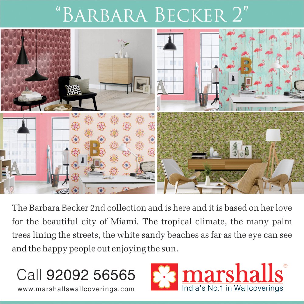 MarshallsWalls's tweet photo. Give your #Home the #Miami look with our Barbara Becker 2 #Collection!!
Shop now on https://t.co/CVcLmirA97
#DesignWalaColour #DesignerWalls https://t.co/NIdqauvx95