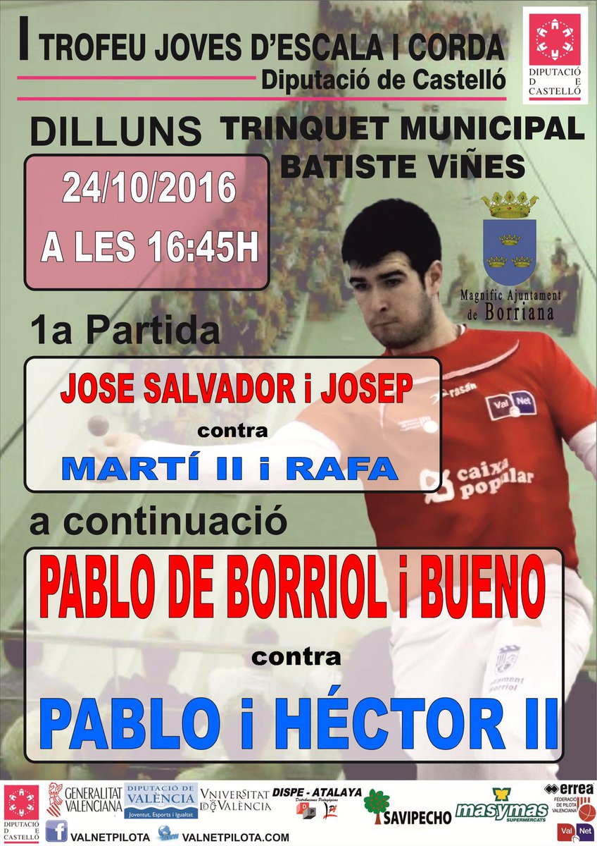 Dilluns comença el I Trofeu joves @pilotaveu <a href="/fedpival/">FedPilotaValenciana</a> <a href="/DipuEsport/">Castellón, Escenario Deportivo</a> <a href="/Frediesport/">Frediesport Pilota</a> <a href="/ElJocDelPoble/">El Joc Del Poble</a> <a href="/Castdepor/">Castdepor</a> <a href="/tesasports/">Tesasports</a> #pilotavalenciana