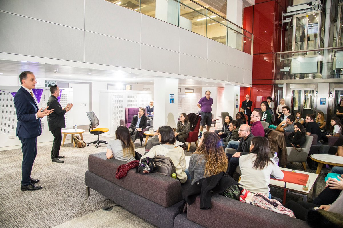 Rachadelic's tweet photo. @miloshk adressing the teams atthe start of #UoMLawHack last night #legaltech
 @Freshfields https://t.co/KgkVZruXBg