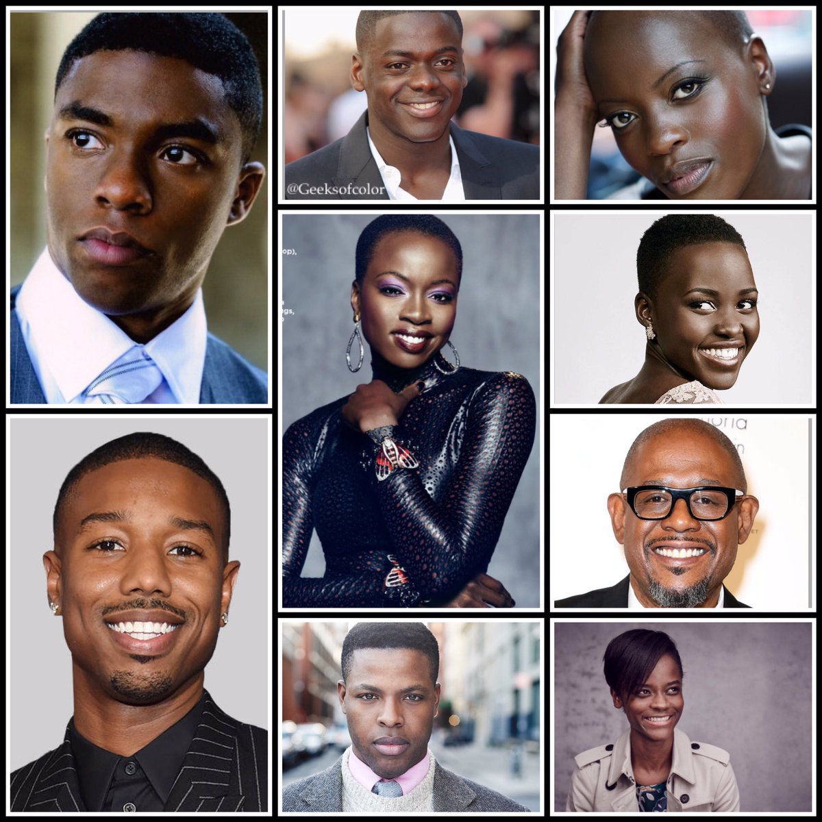 GeeksOfColor's tweet photo. Here's the confirmed 'Black Panther' cast so far! So much talent. This movie is going to be incredible #BlackPanther https://t.co/Bicr82aLCx