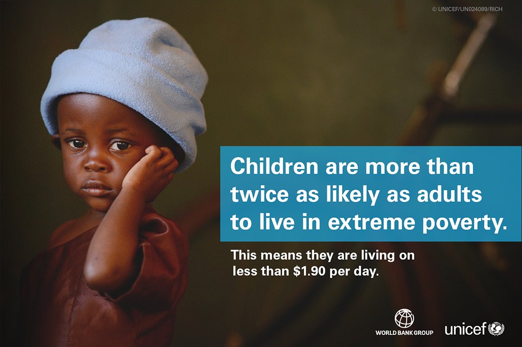 WorldBankGroup's tweet photo. Almost 20% of children in developing countries live in extreme poverty compared to 10% of adults #EndPoverty https://t.co/B2tWc4HCob https://t.co/c472NUu8On