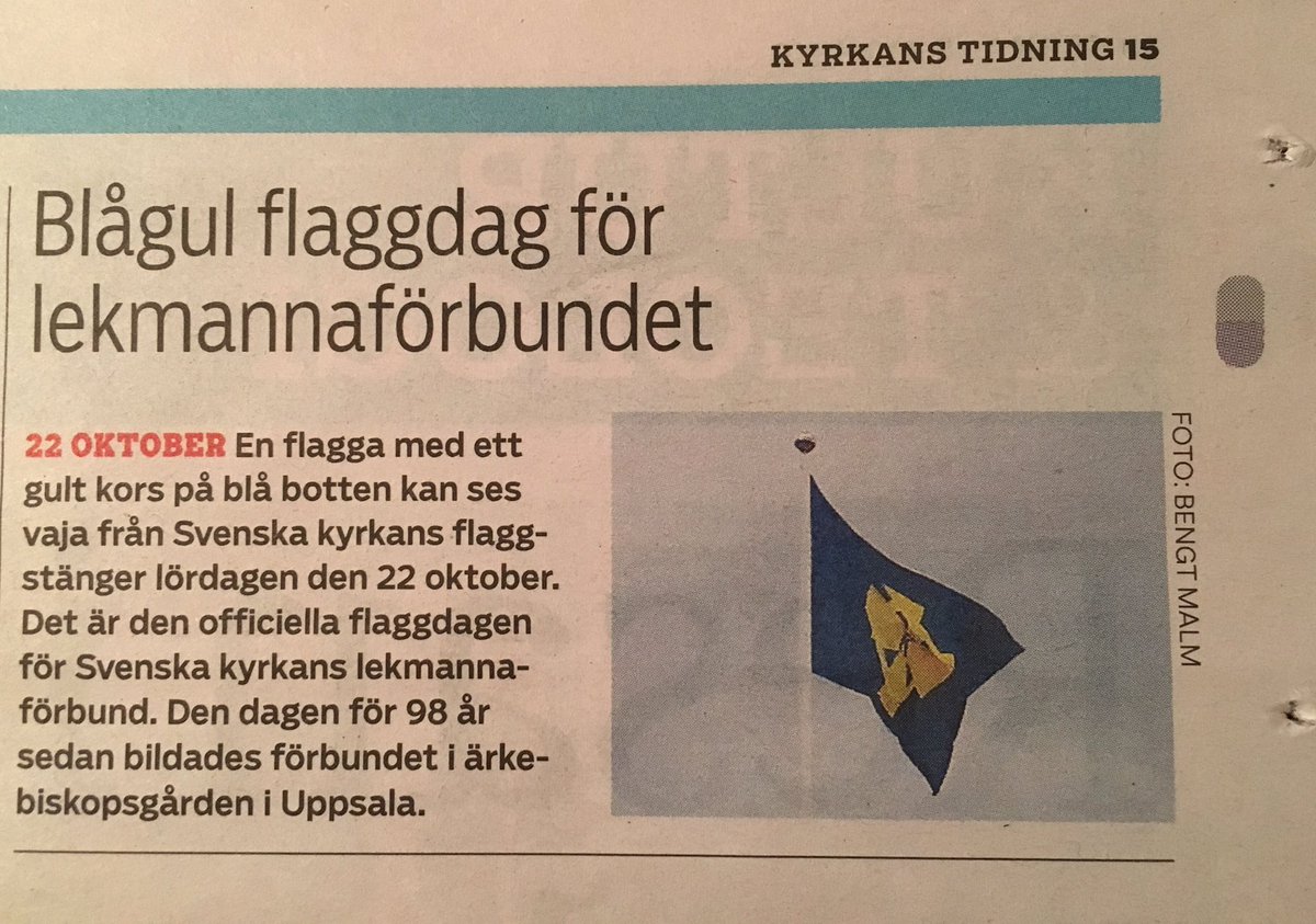 hoglund_fredrik's tweet photo. "En flagga med ett gult kors på blå botten" låter bekant på något sätt, @KyrkansTidning. ;-) #flaggor #vexillologi #svenskakyrkan https://t.co/nwCsGVfCFu