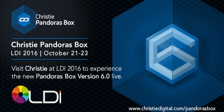 ChristieDigital's tweet photo. Calling all Pandoras Box power users! Come see us at #LDI2016 and find out what’s new with V6: https://t.co/GPABMXr9dh #avtweeps #coolux https://t.co/xKfQ7koXFo