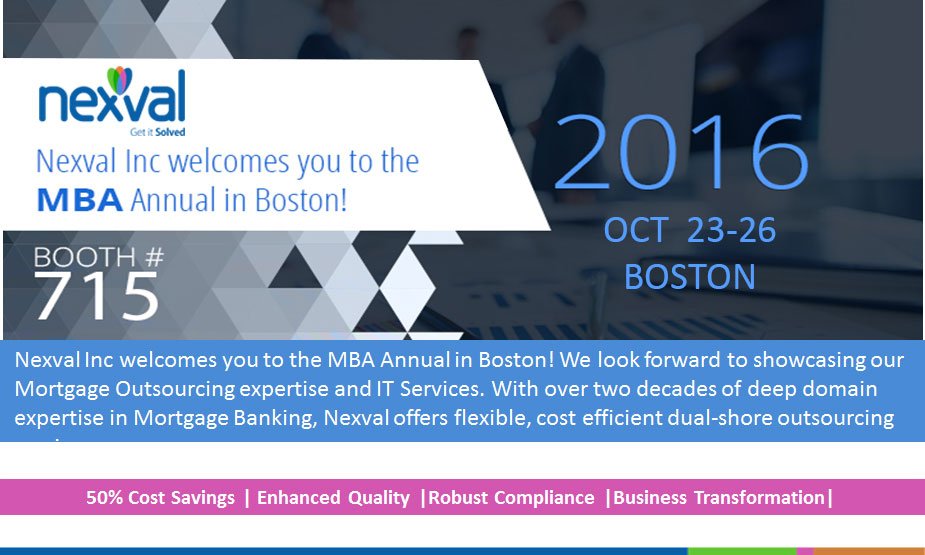 nexval_infotech's tweet photo. At #MBAAnnual16, we will talk about the rising cost of Lending &amp; Compliance, and the way forward for #MortgageBankers.Visit us @ booth #715 https://t.co/jPhtyywN3m