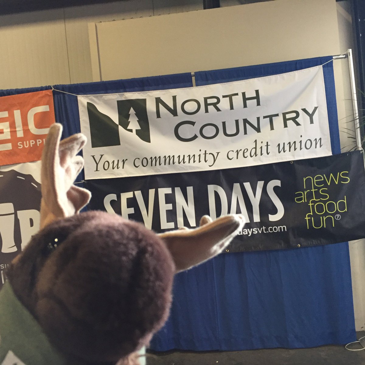 NorthCountryCU's tweet image. Moose selfie at #TechJamVT Free parking &amp;amp; admission at the coolest career &amp;amp; tech expo of the year! #mooseontheloose techjamvt.com