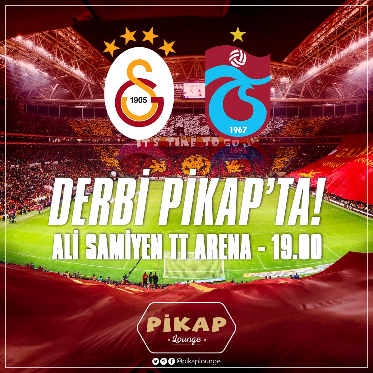 pikaplounge's tweet photo. Galatasaray ve Trabzonspor arenada kozlarını paylaşıyor! Derbi heyecanını Pikap'ta yaşayın! #Galatasaray vs #Trabzonspor ⚽ https://t.co/ImMgONvXQg