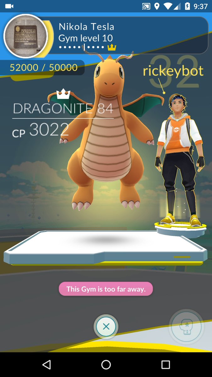 rickeybot's tweet photo. Finally king of a level 10 gym! Go #TeamInstinct #PokemonGO https://t.co/dqZ9EgdwuU