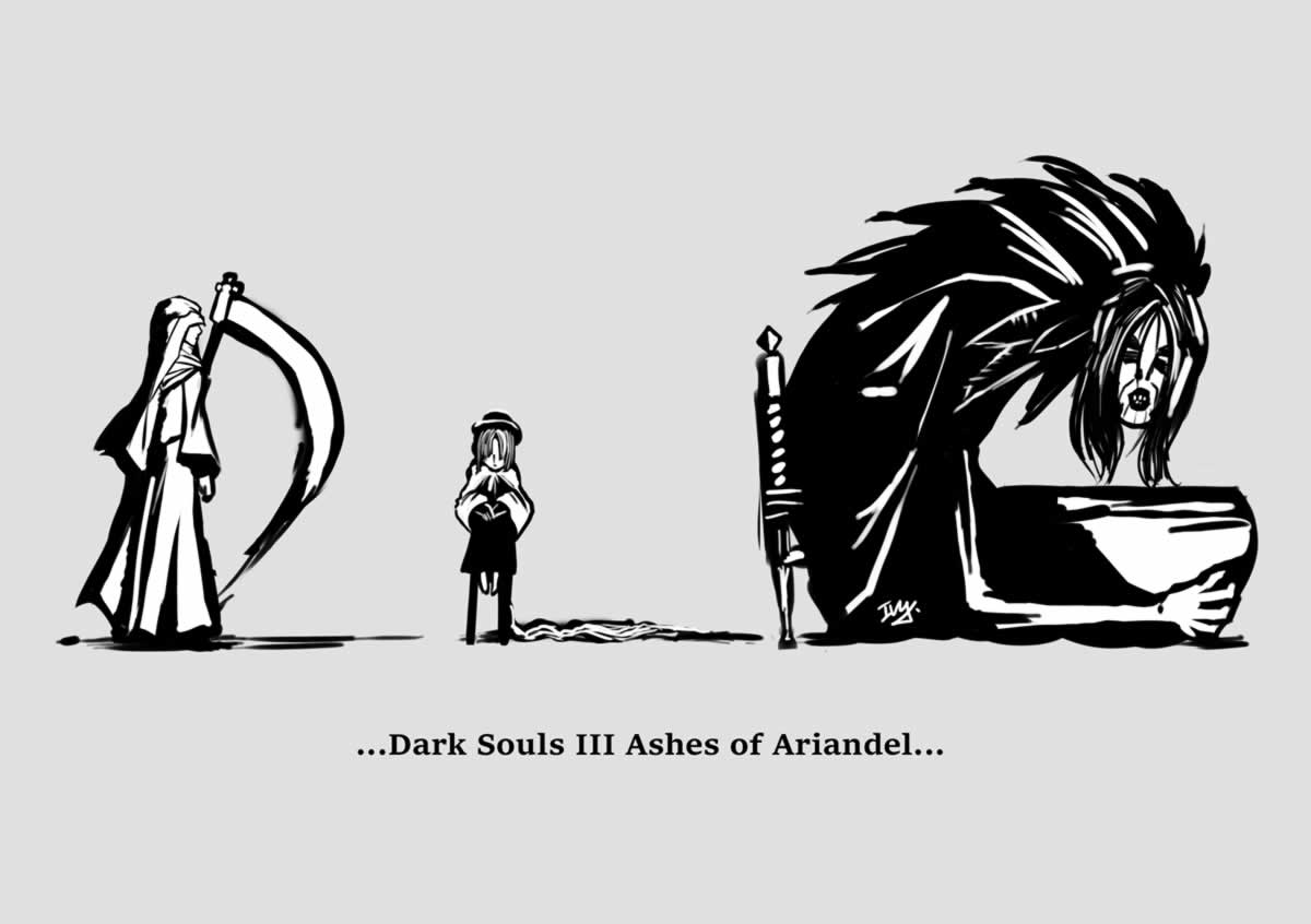 #ダークソウル版深夜のお絵描き60分一本勝負

【お題】DLC
待っているよ～ 